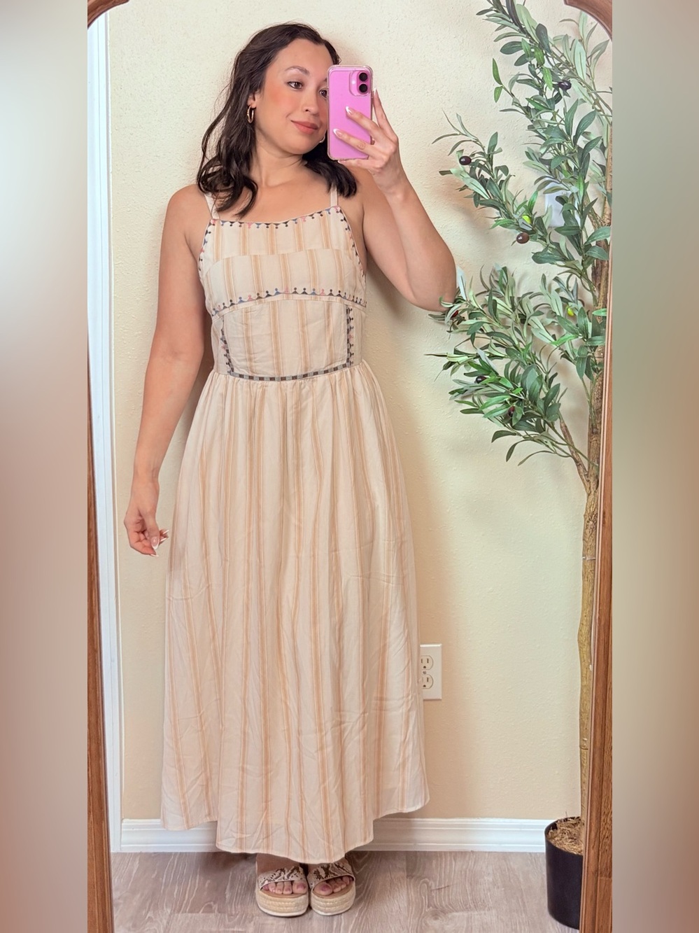 UMGEE NWT | Women's Cream Striped Maxi Dress - Sleeveless Summer Style